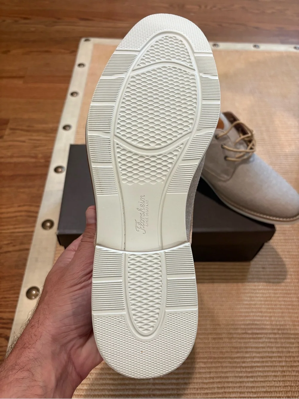 Florsheim Beige Linen Derby Shoes with Tan Trim